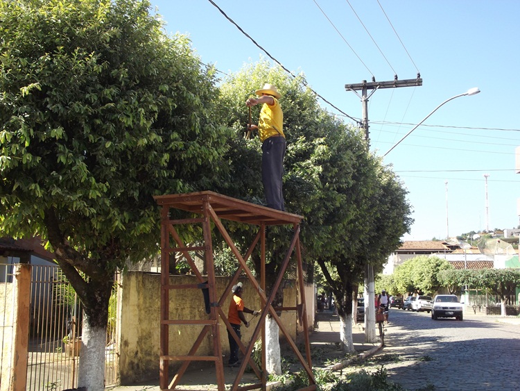 Serviços de poda sendo realizado em Recreio.